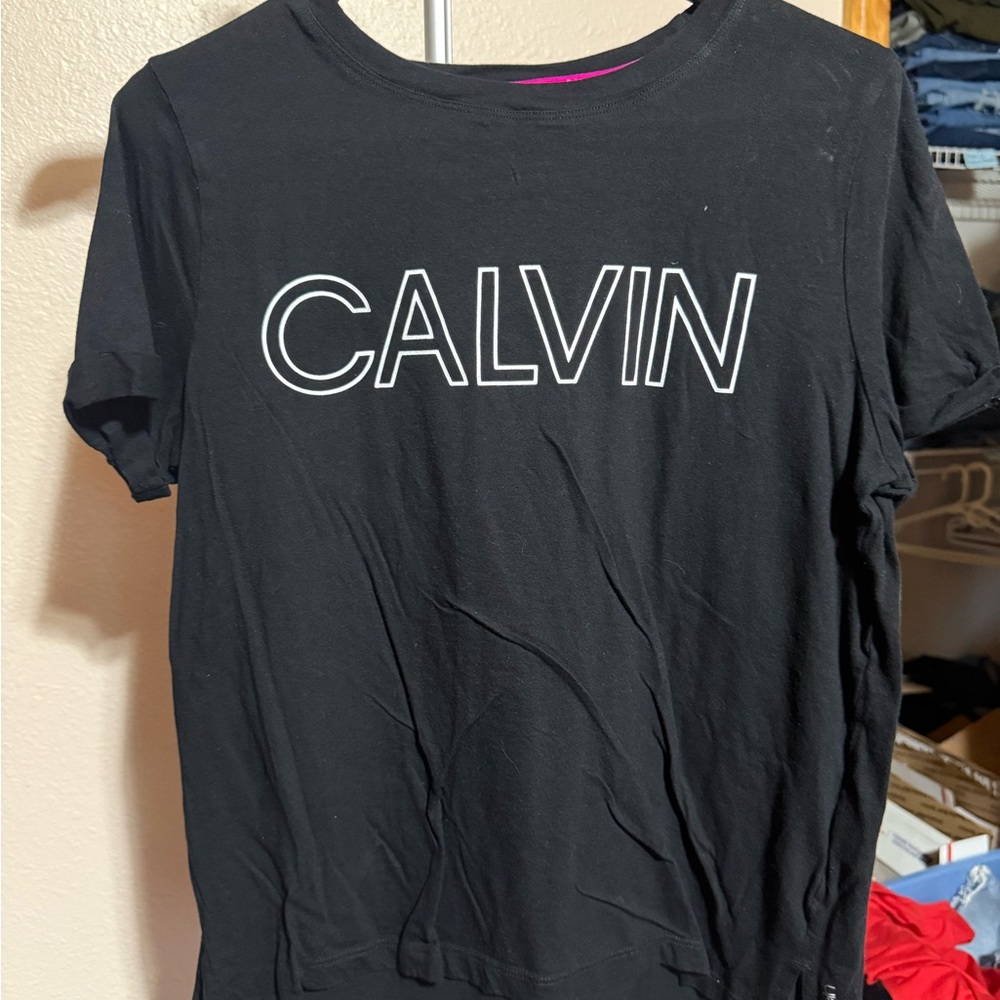 Calvin Klein Black Tee with Pink Accents